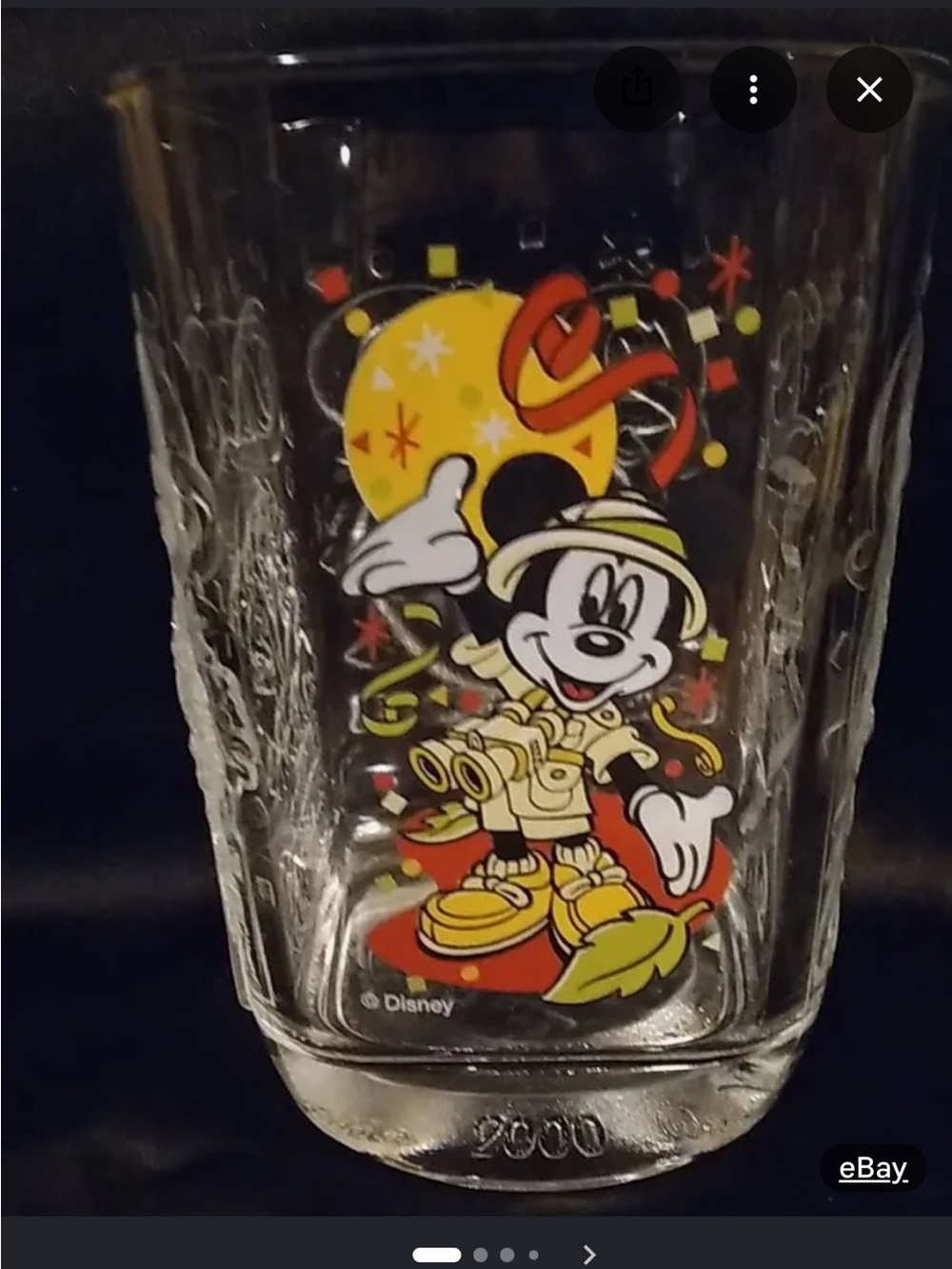 Disney Mickey Mouse Explorer Glass with Yellow and Red Accents